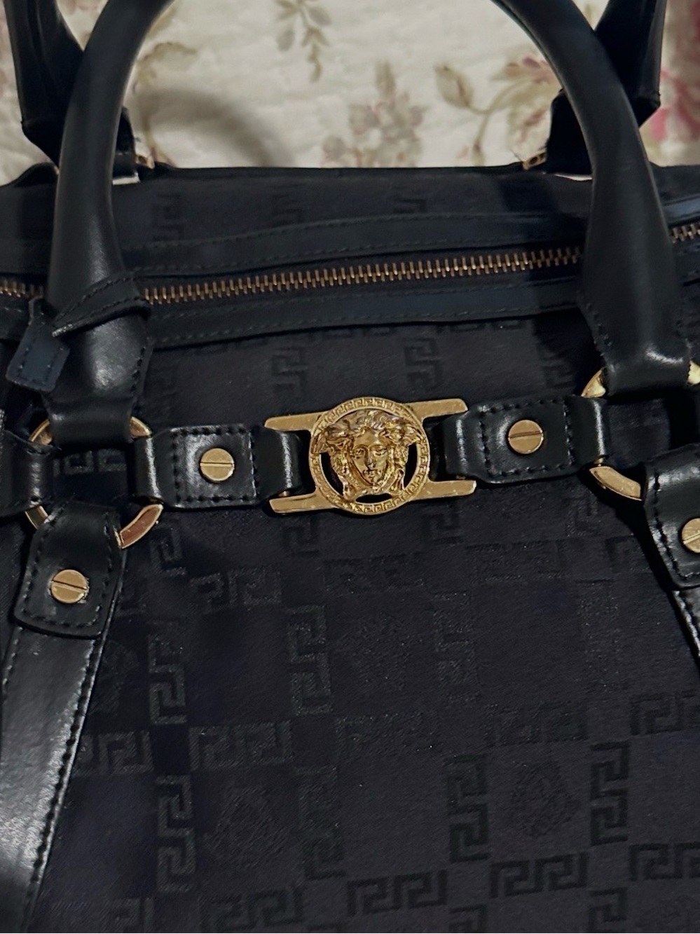 Versace Black bag with Gold Medallion Hardware